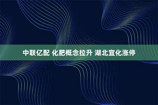中联亿配 化肥概念拉升 湖北宜化涨停